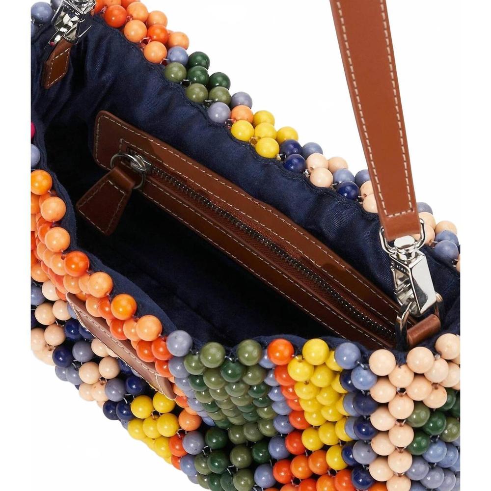 NEW STAUD women's timmy beaded shoulder bag in multi bayadere stripe - Picture 4 of 6